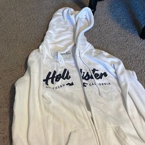 white hollister zip up